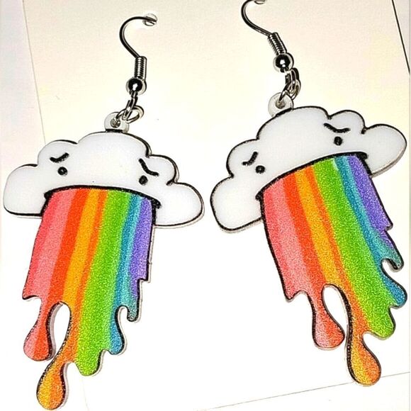 pride Jewelry - Cloud Rainbow Graffiti Cute Hook Earrings Acrylic Jewelry Light Weight
